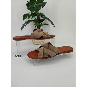 FRYE Women's Carla Crisscoss Brown Suede Slide Sandals Size 8M US